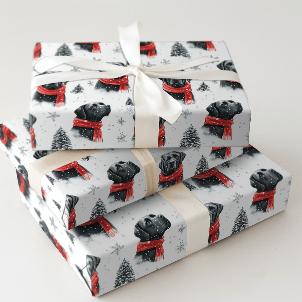 Black Lab Snow Flurry - Wrapping Paper - Aspen & Arlo