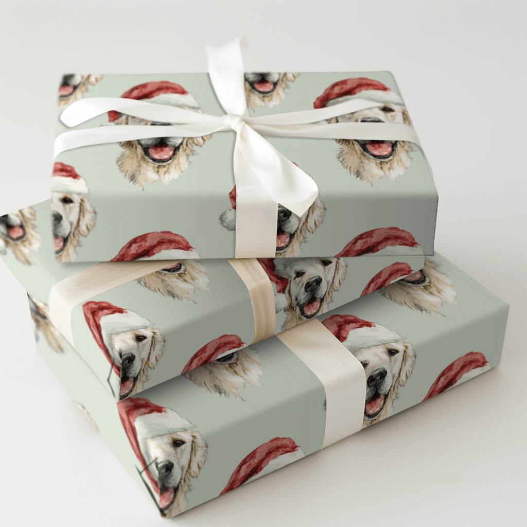 White Golden Santa - Wrapping Paper - Aspen & Arlo
