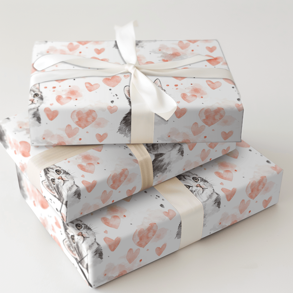 Domestic Shorthair Valentine - Wrapping Paper - Aspen & Arlo