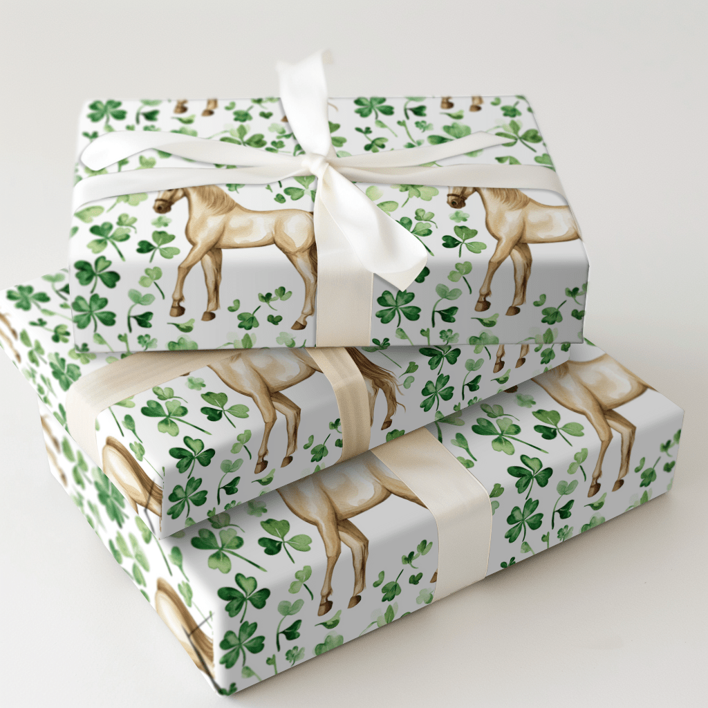 Shamrocks with the Arabian - Wrapping Paper - Aspen & Arlo