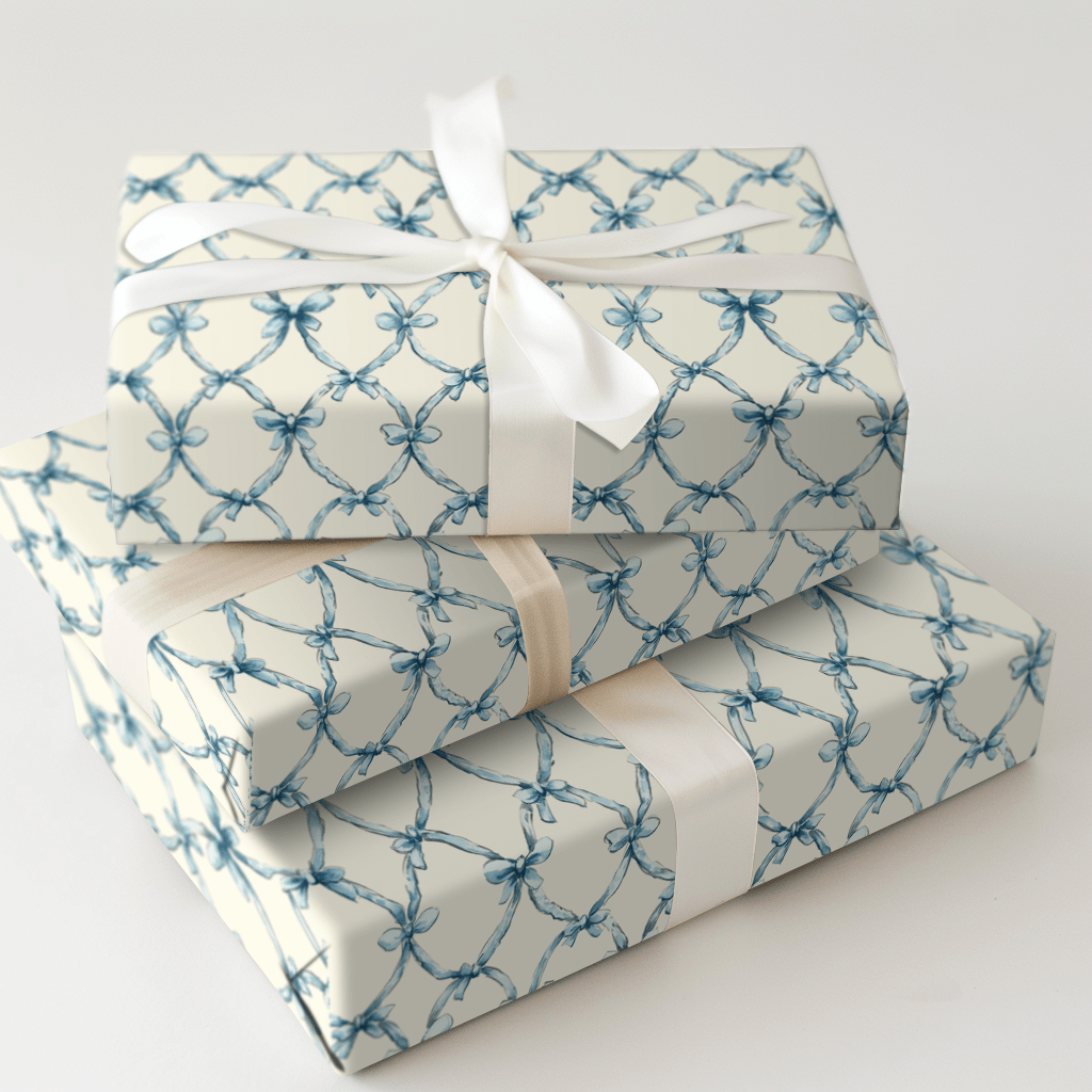 In the Arms of Blue Bows - Wrapping Paper - Aspen & Arlo