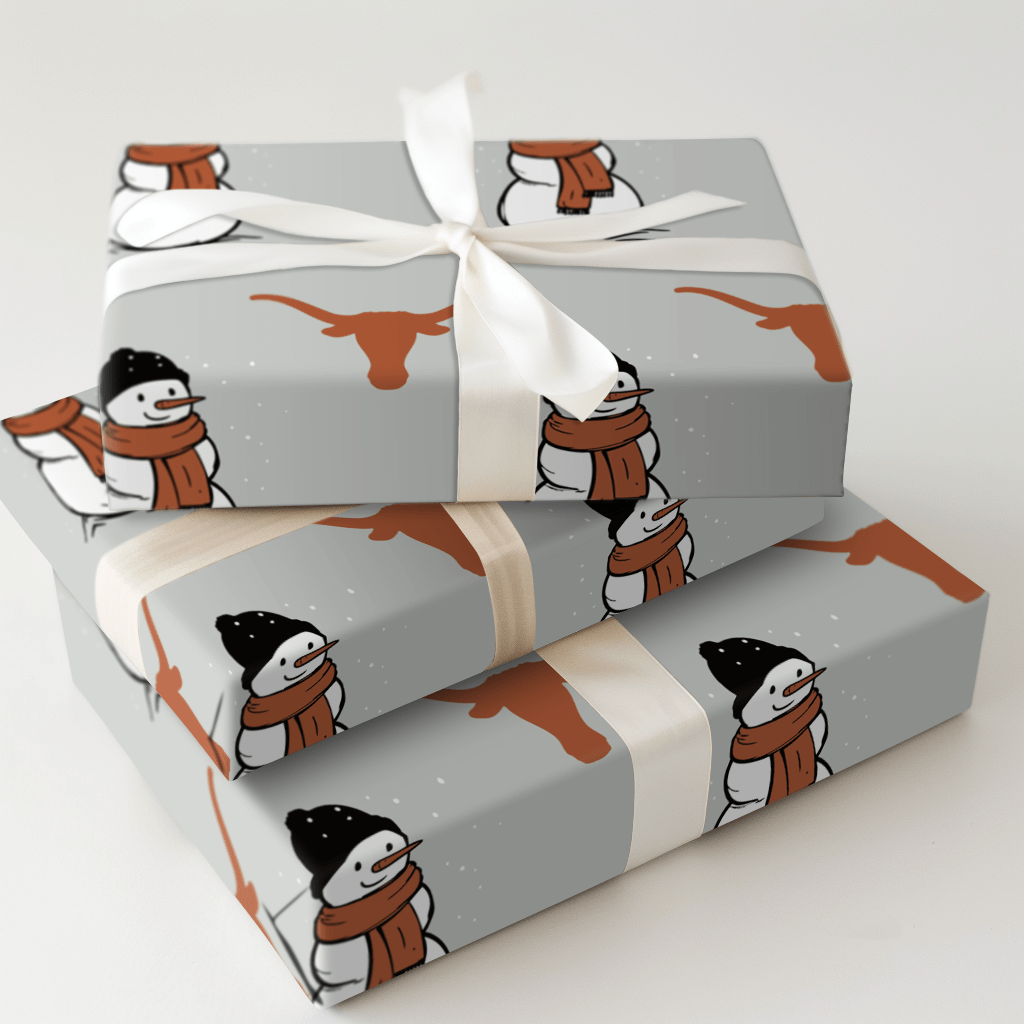 Longhorn Snowman - Wrapping Paper - Aspen & Arlo