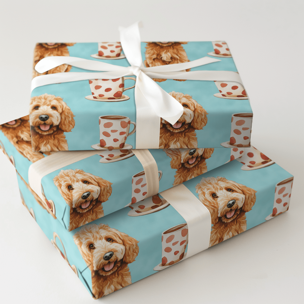 Coffee Day with the Goldendoodle - Wrapping Paper - Aspen & Arlo