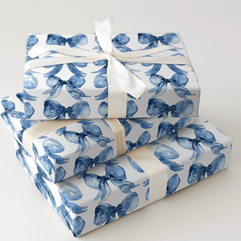 Blue Bow - kay of Colors - Wrapping Paper - Aspen & Arlo