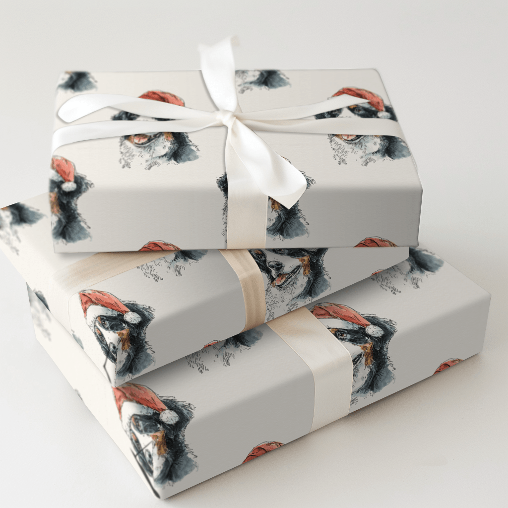 Bernese Santa - Wrapping Paper - Aspen & Arlo