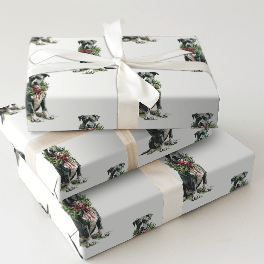 Pit Bull Festive - Wrapping Paper - Aspen & Arlo