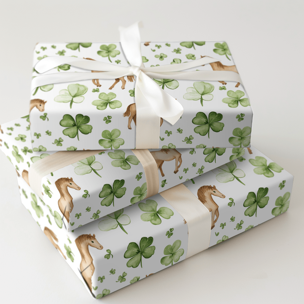 Shamrocks with the Missouri Fox Trotter - Wrapping Paper - Aspen & Arlo
