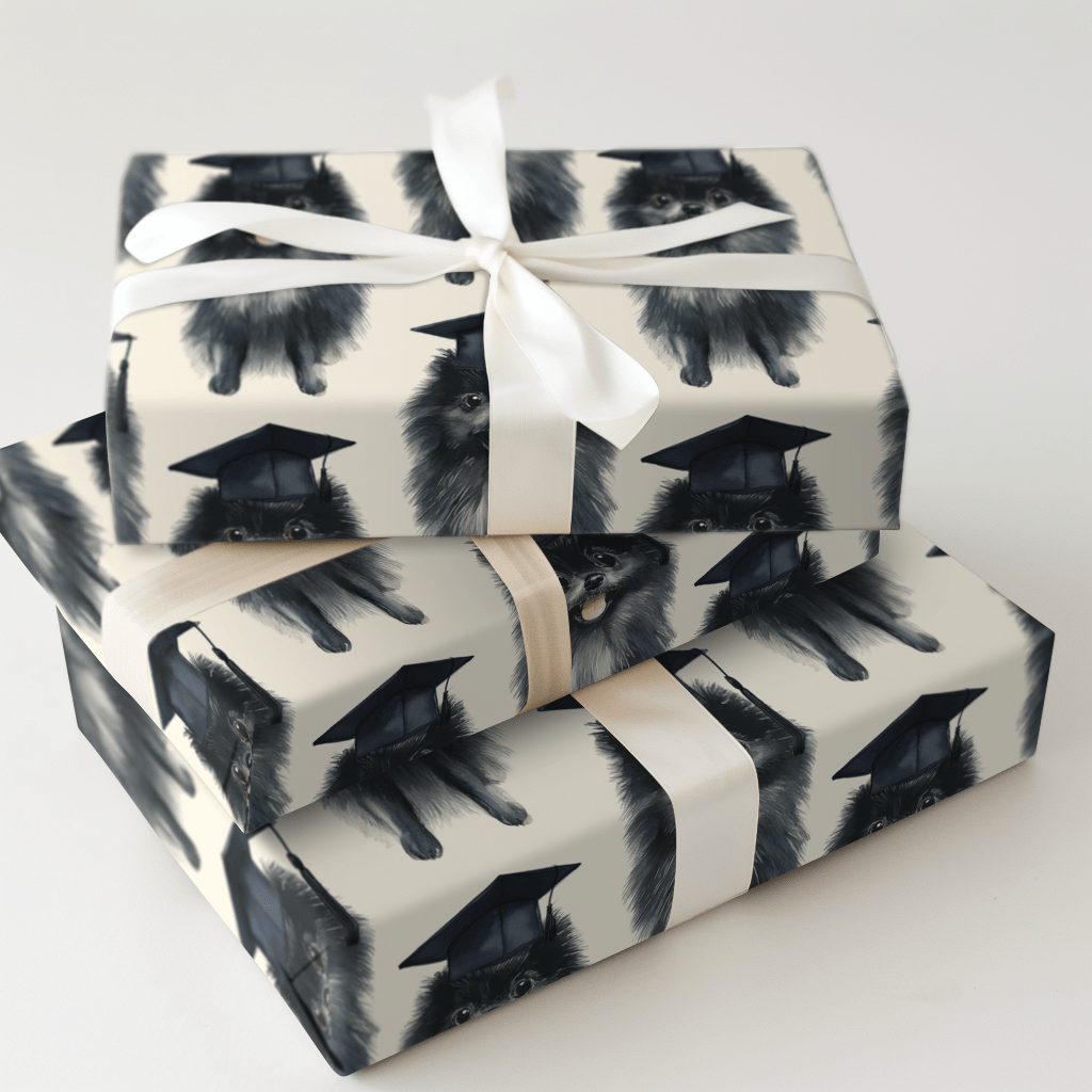 Black Pomeranian Graduate - Wrapping Paper - Aspen & Arlo