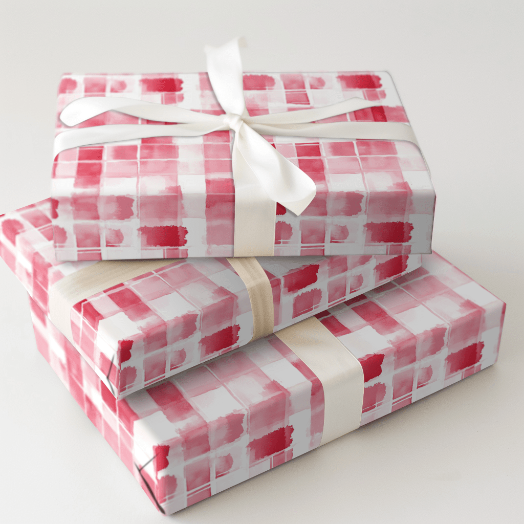 Rosy Grid - Wrapping Paper - Aspen & Arlo