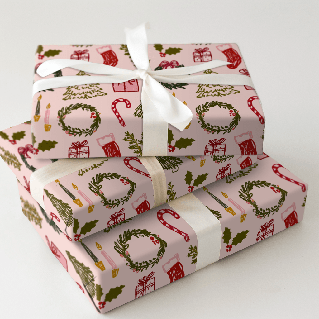 Holly Jolly Doodles - Wrapping Paper - Aspen & Arlo
