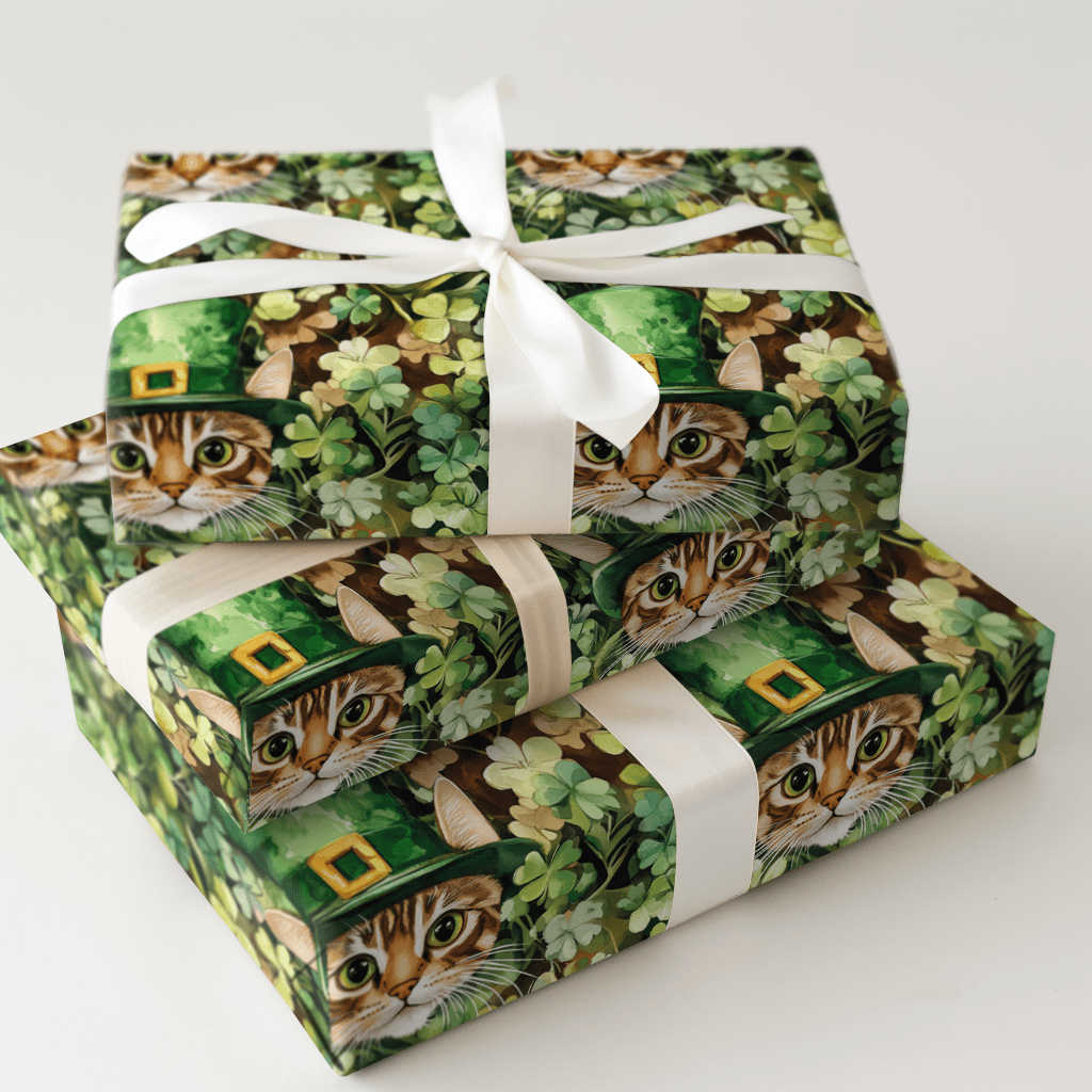 Leprechaun Sneaky Cat - Wrapping Paper - Aspen & Arlo
