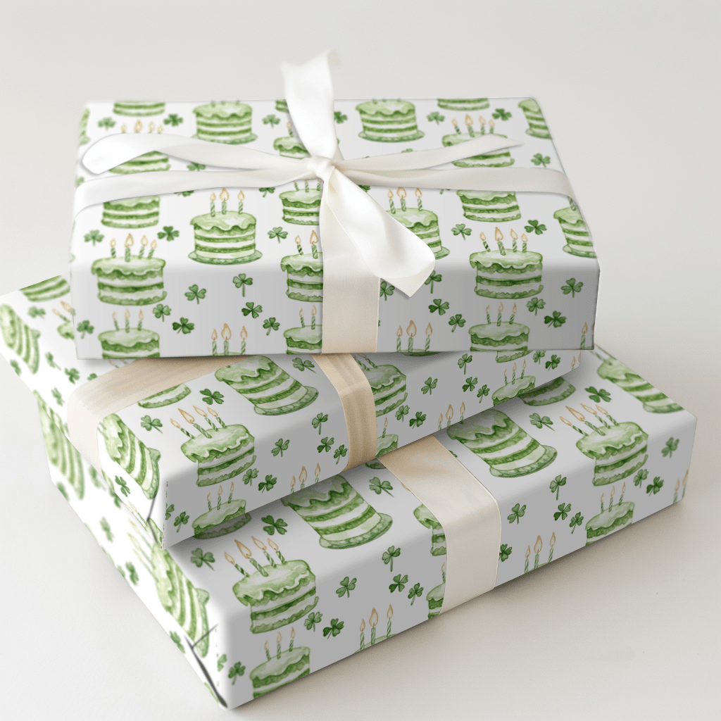 Green Glitter and Cake - Wrapping Paper - Aspen & Arlo