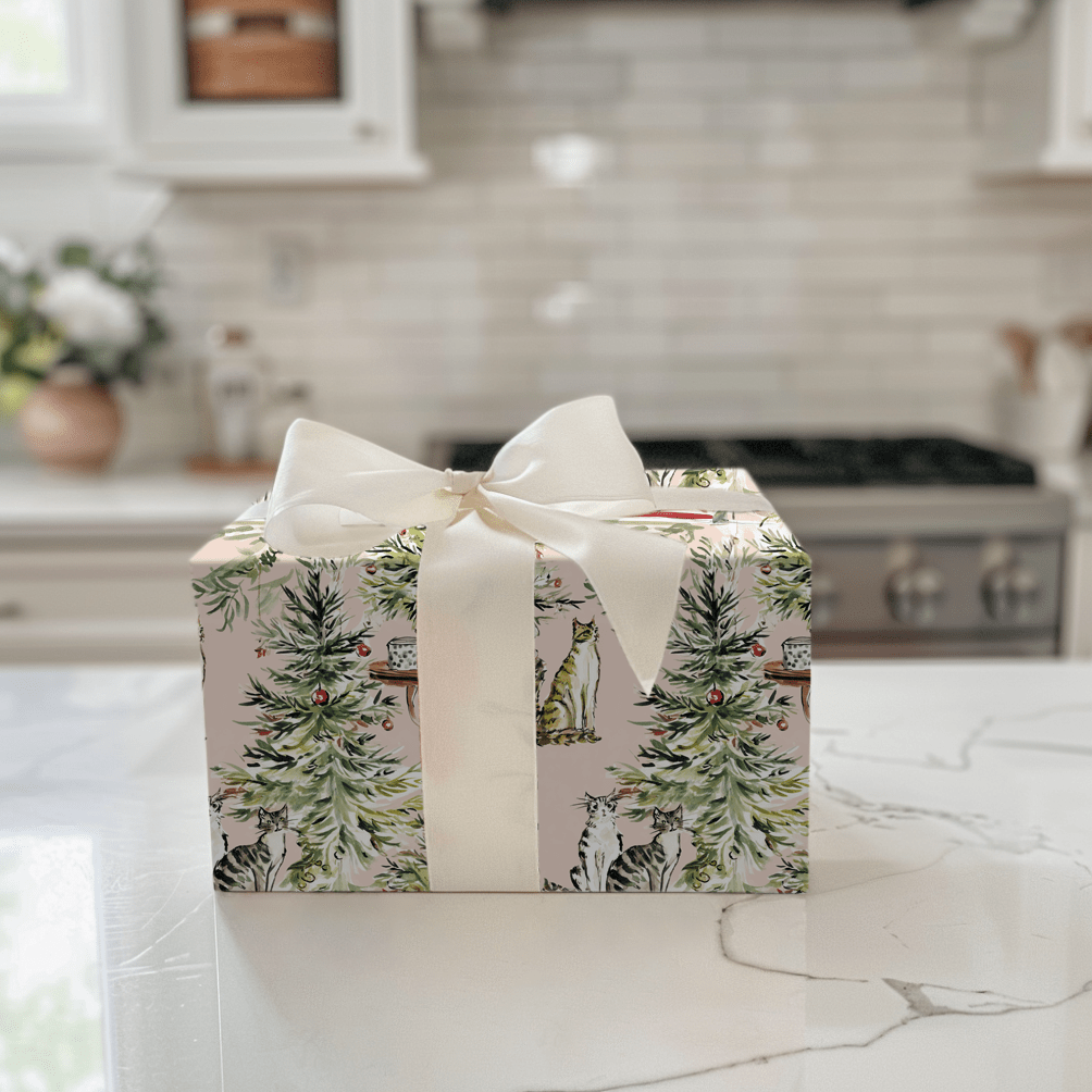 Blush Cat Christmas - Wrapping Paper - Aspen & Arlo