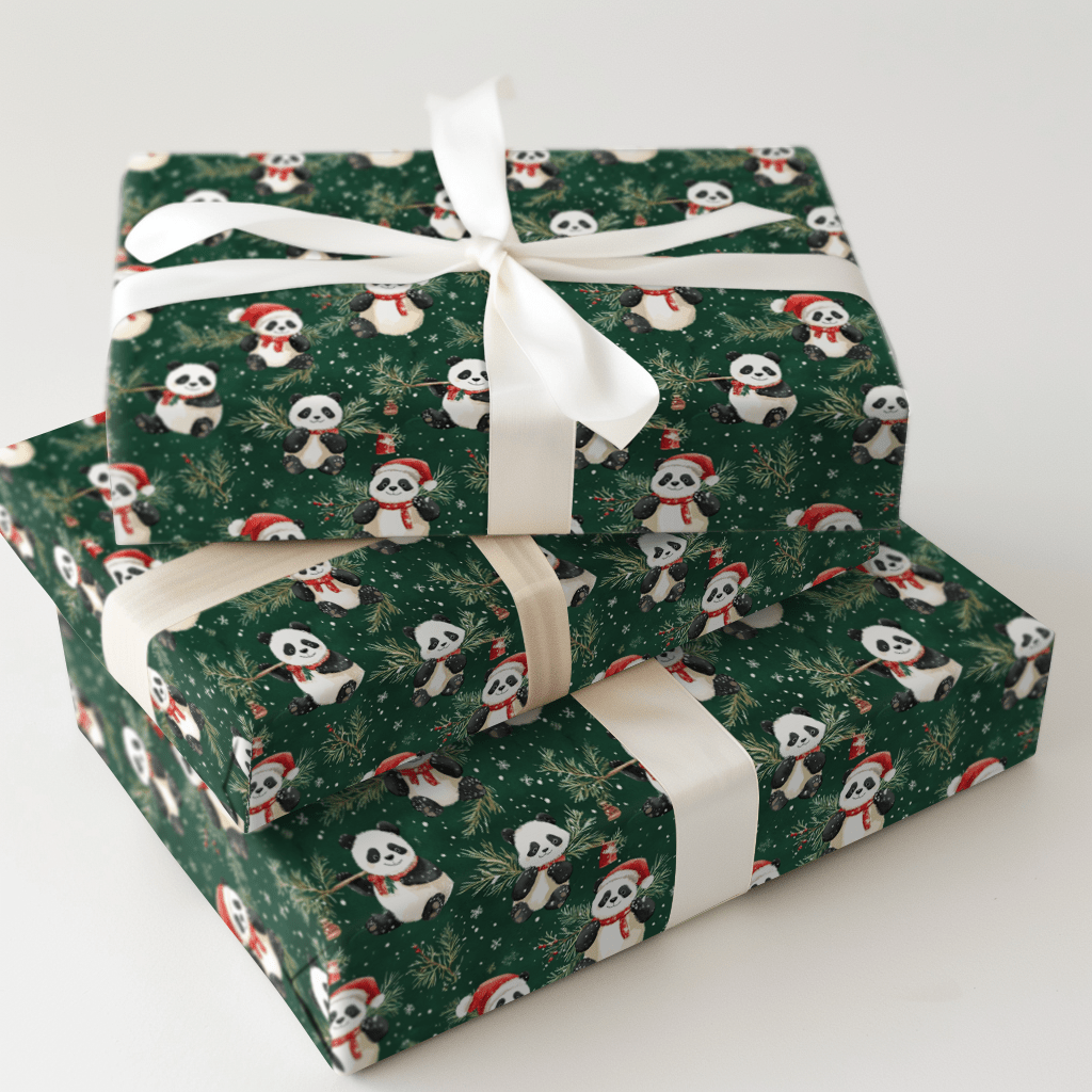 Panda Evergreen Parade - Wrapping Paper - Aspen & Arlo