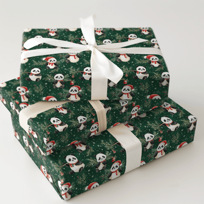 Panda Evergreen Parade - Wrapping Paper - Aspen & Arlo