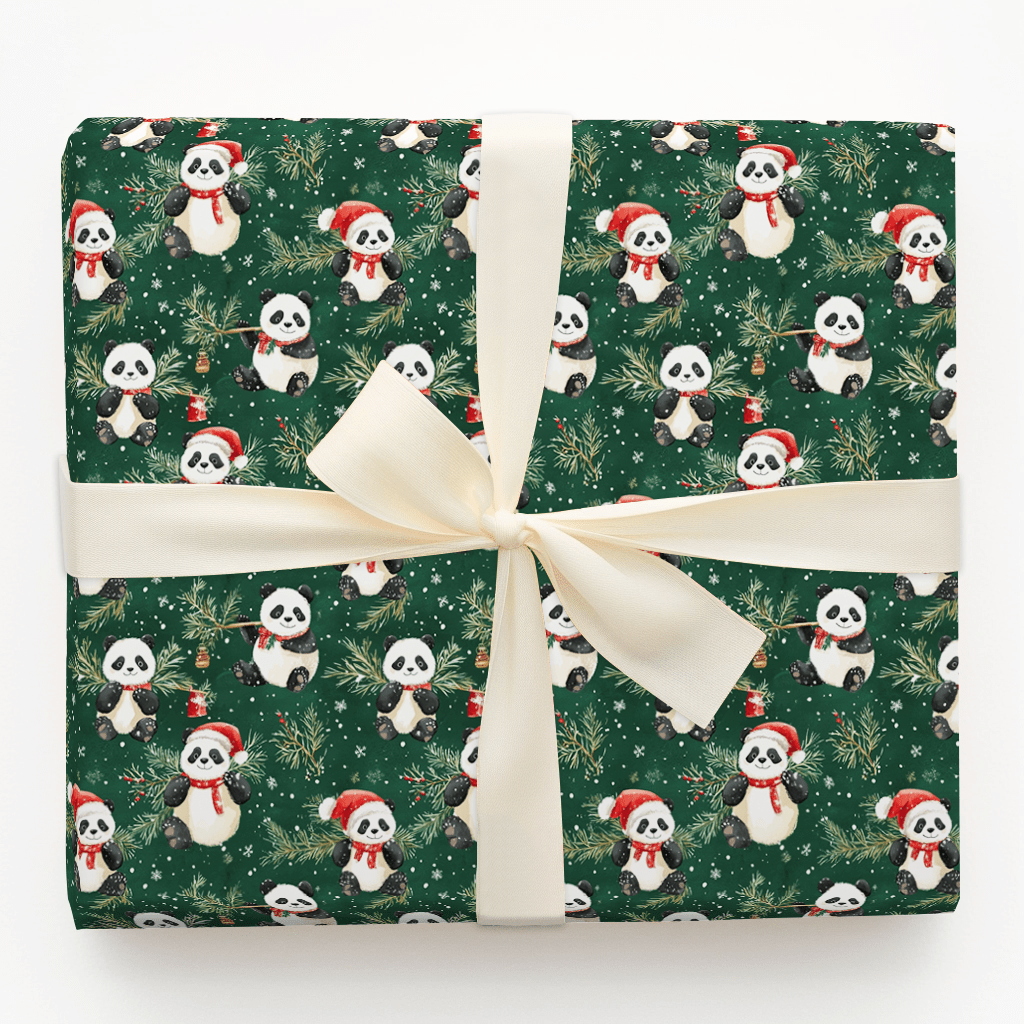 Panda Evergreen Parade - Wrapping Paper - Aspen & Arlo