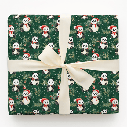 Panda Evergreen Parade - Wrapping Paper - Aspen & Arlo