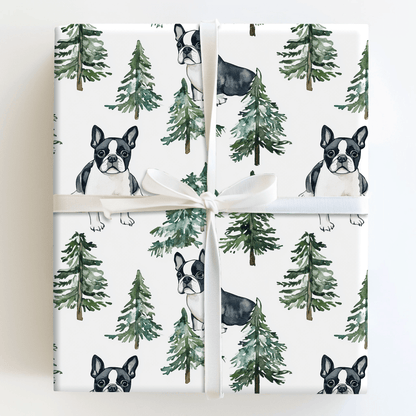 Snow Day for Boston Terriers - Wrapping Paper - Aspen & Arlo