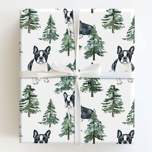 Snow Day for Boston Terriers - Wrapping Paper - Aspen & Arlo