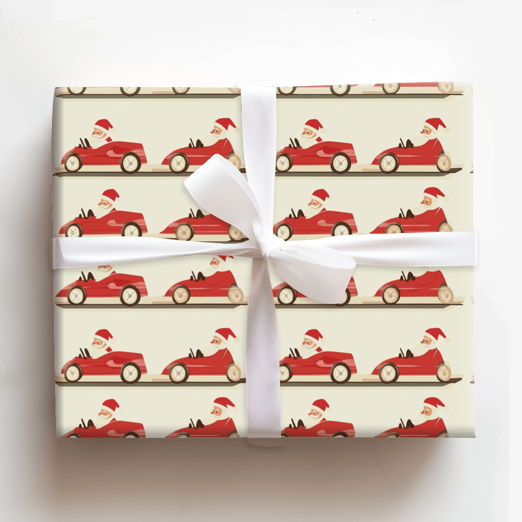 Santas Fast Lane - Wrapping Paper - Aspen & Arlo