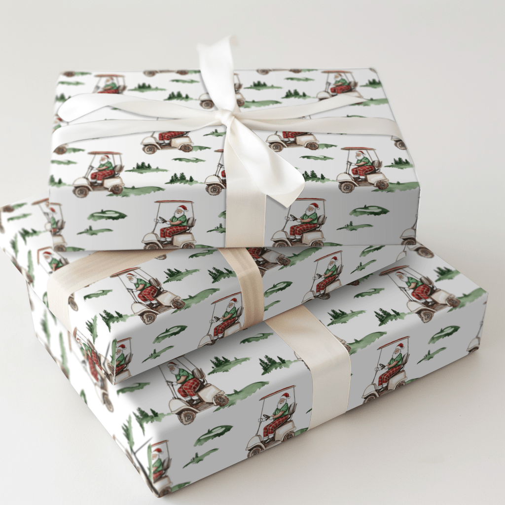 Santa's Tee Time - Wrapping Paper - Aspen & Arlo
