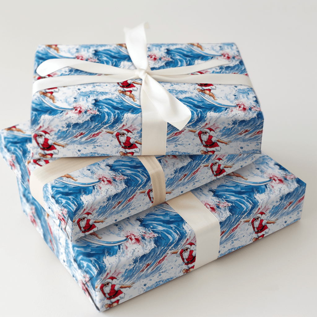 Surf's Up, Santa - Wrapping Paper - Aspen & Arlo
