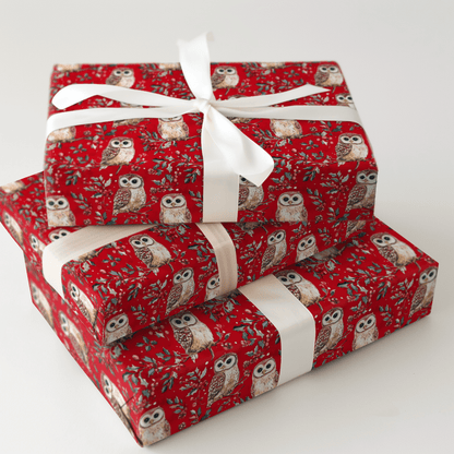 Holly Jolly Owl - Wrapping Paper - Aspen & Arlo