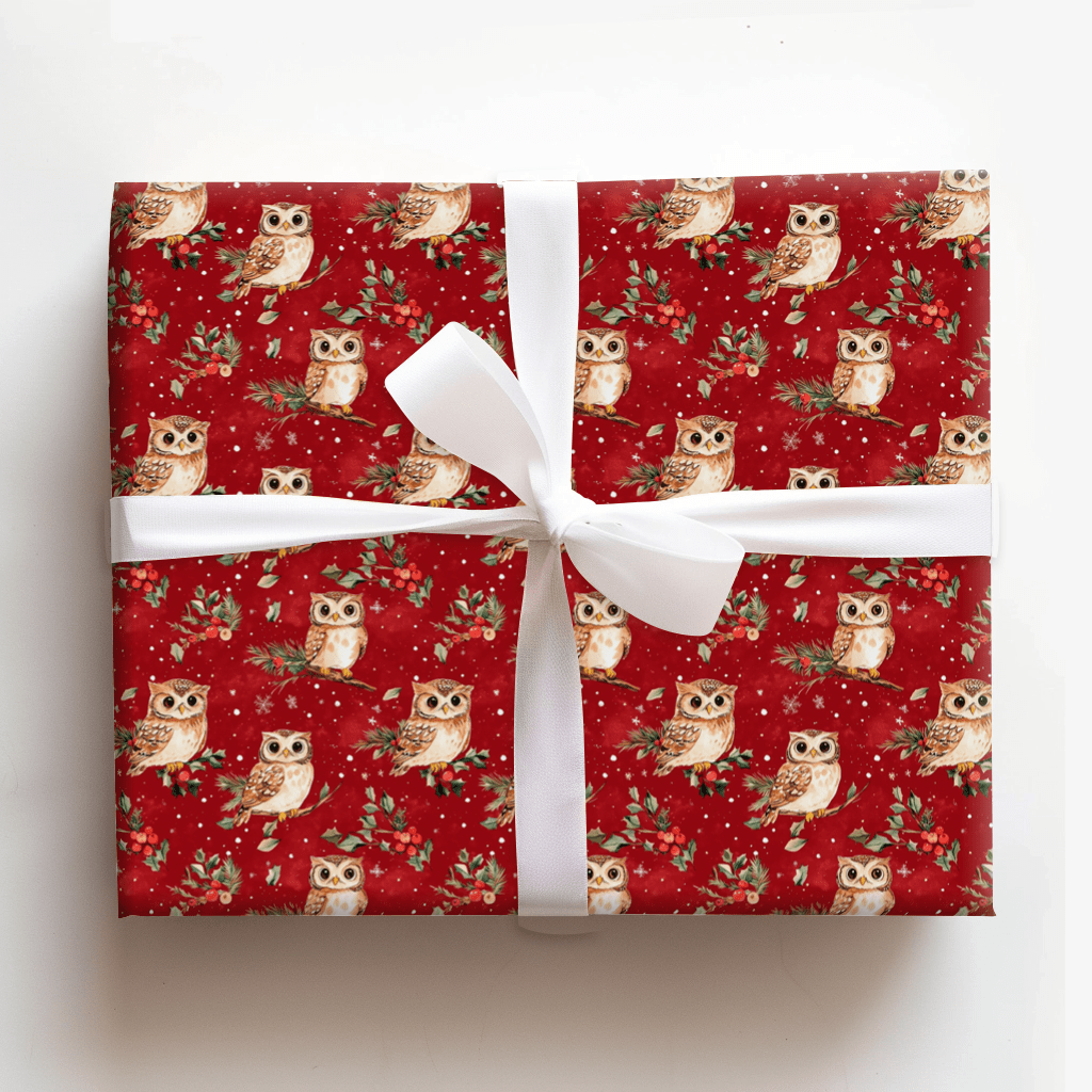 Jolly Owl Tidings - Wrapping Paper - Aspen & Arlo