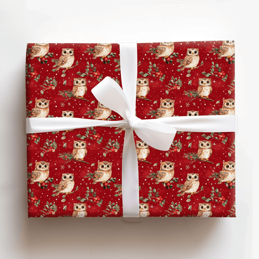 Jolly Owl Tidings - Wrapping Paper - Aspen & Arlo
