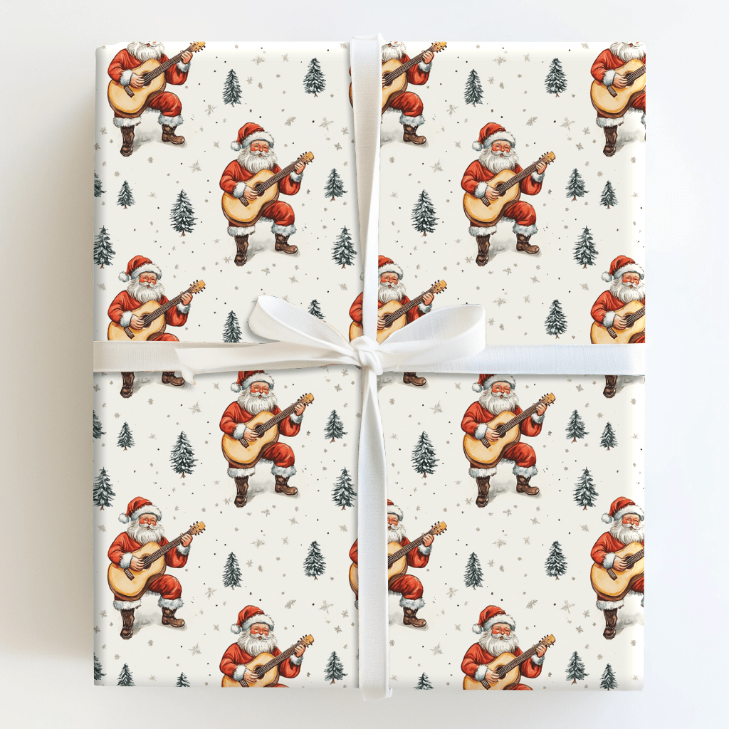 Six String Santa - Wrapping Paper - Aspen & Arlo