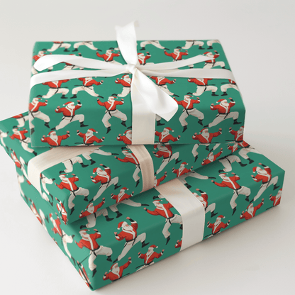Black Belt Santa - Wrapping Paper - Aspen & Arlo