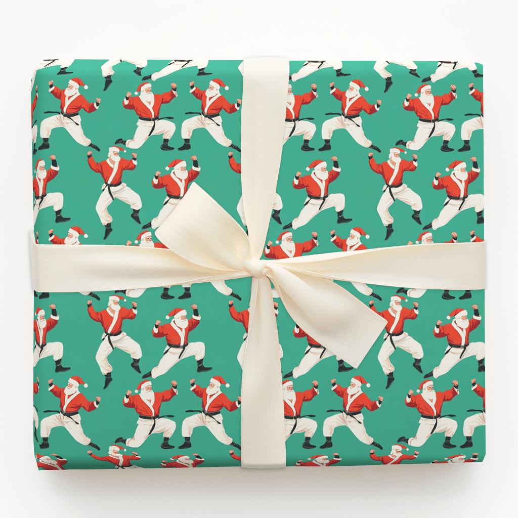Black Belt Santa - Wrapping Paper - Aspen & Arlo