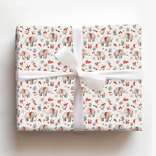 Yuletide Elephants - Wrapping Paper - Aspen & Arlo