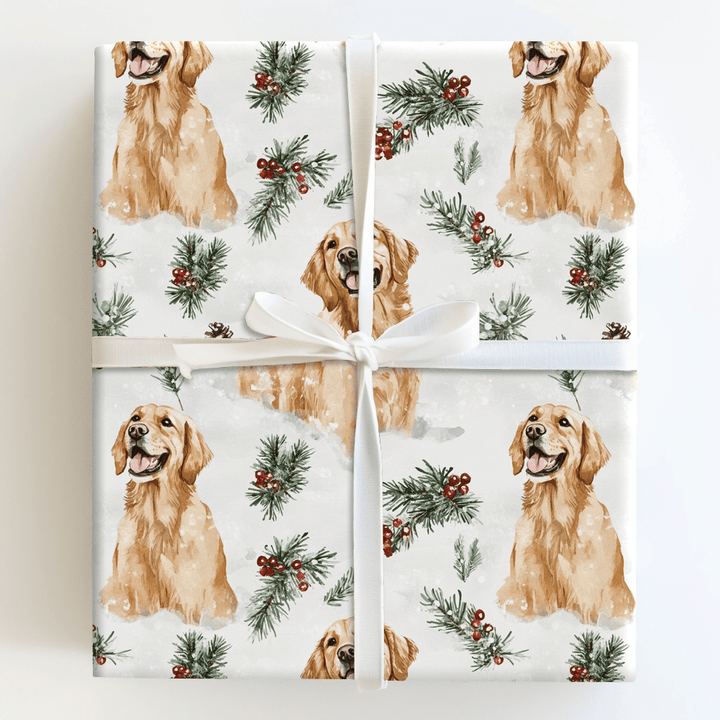 Snowy Gold - Wrapping Paper - Aspen & Arlo
