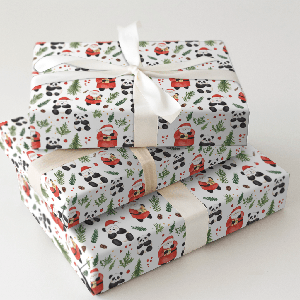 Santa's Panda Bear - Wrapping Paper - Aspen & Arlo