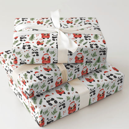 Santa's Panda Bear - Wrapping Paper - Aspen & Arlo