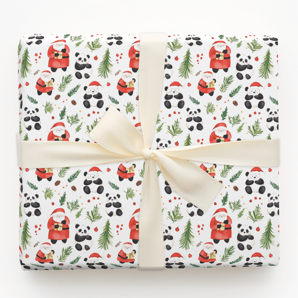Santa's Panda Bear - Wrapping Paper - Aspen & Arlo