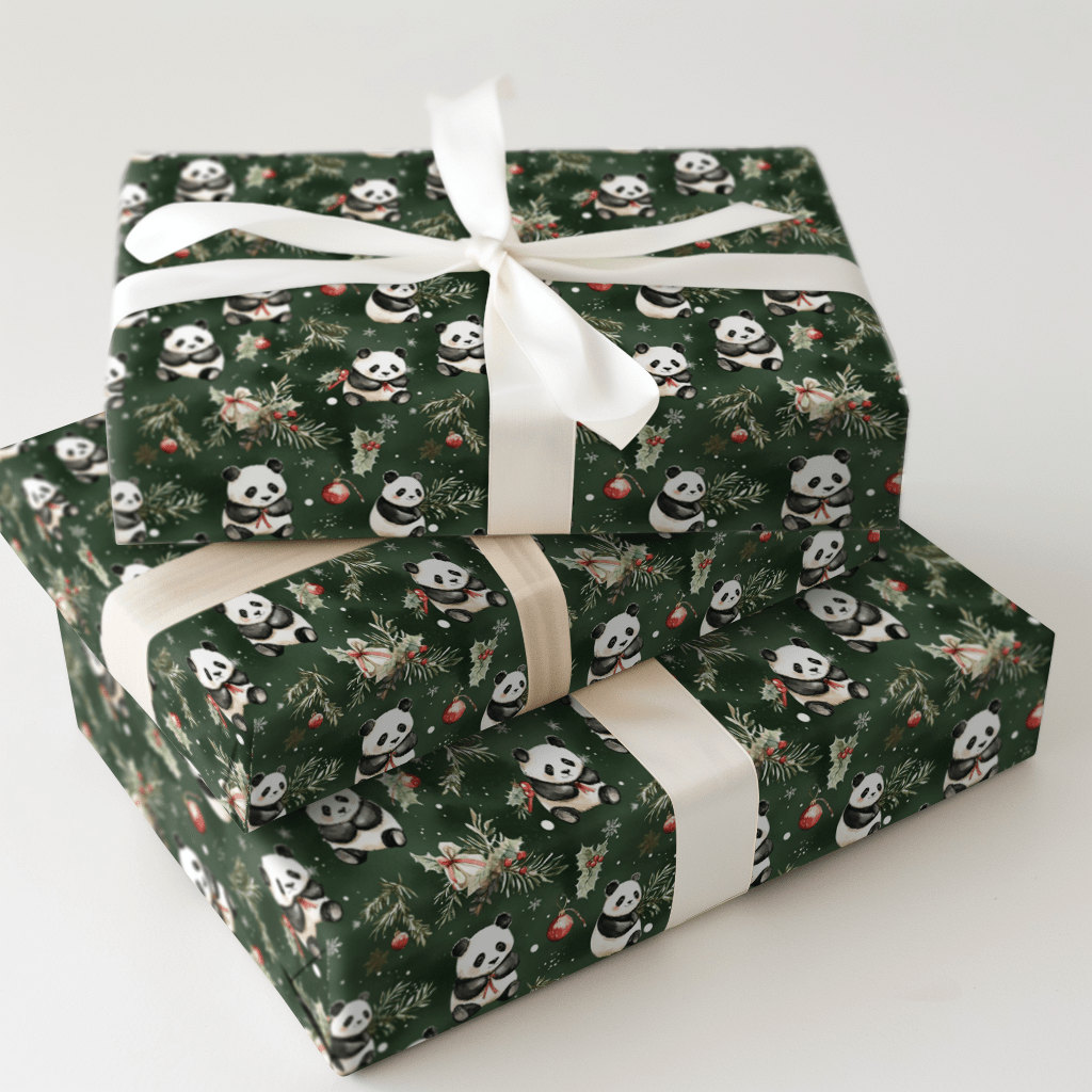 Holly Jolly Panda - Wrapping Paper - Aspen & Arlo