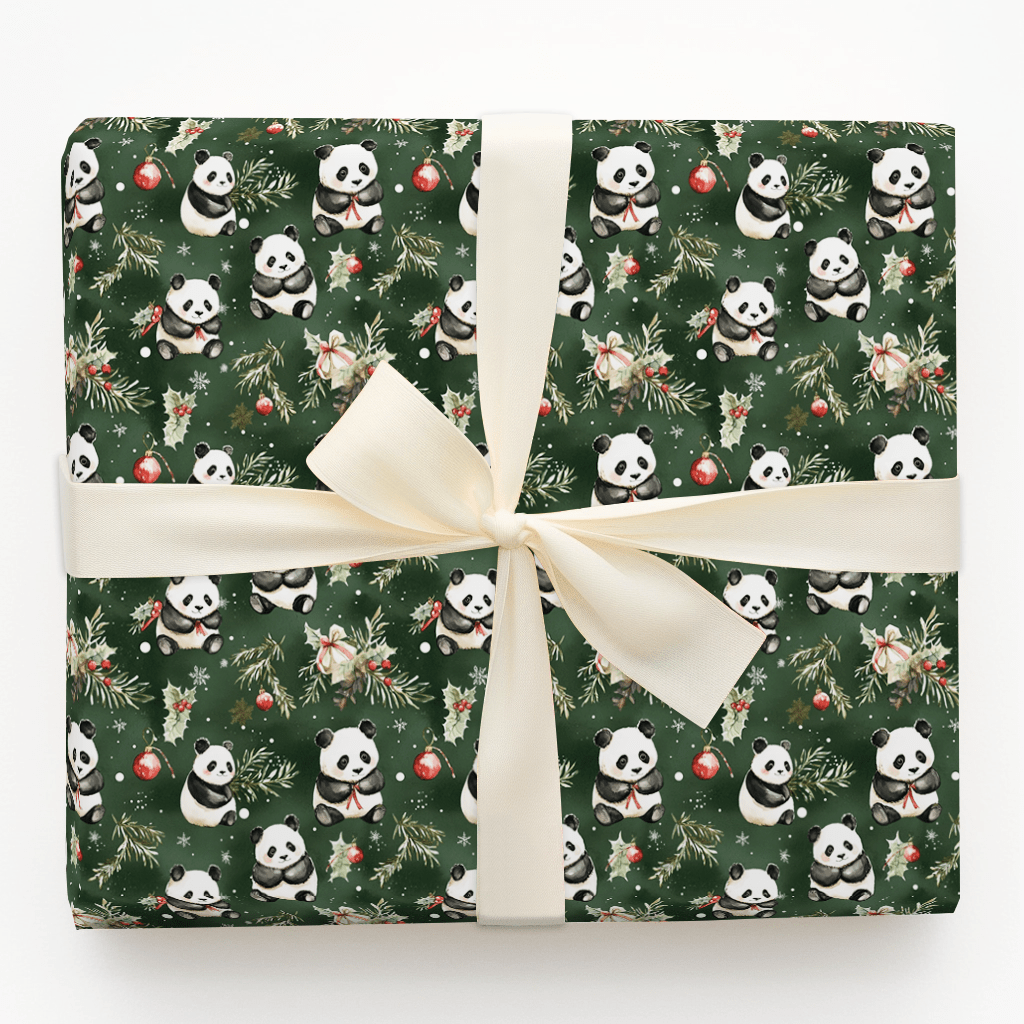 Holly Jolly Panda - Wrapping Paper - Aspen & Arlo