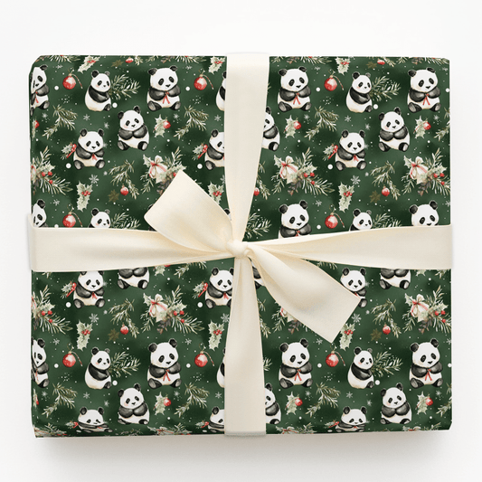 Holly Jolly Panda - Wrapping Paper - Aspen & Arlo