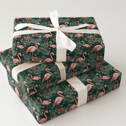 Santa's Flamingo Flight - Wrapping Paper - Aspen & Arlo