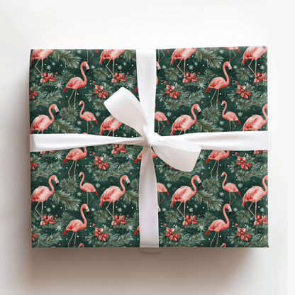 Santa's Flamingo Flight - Wrapping Paper - Aspen & Arlo