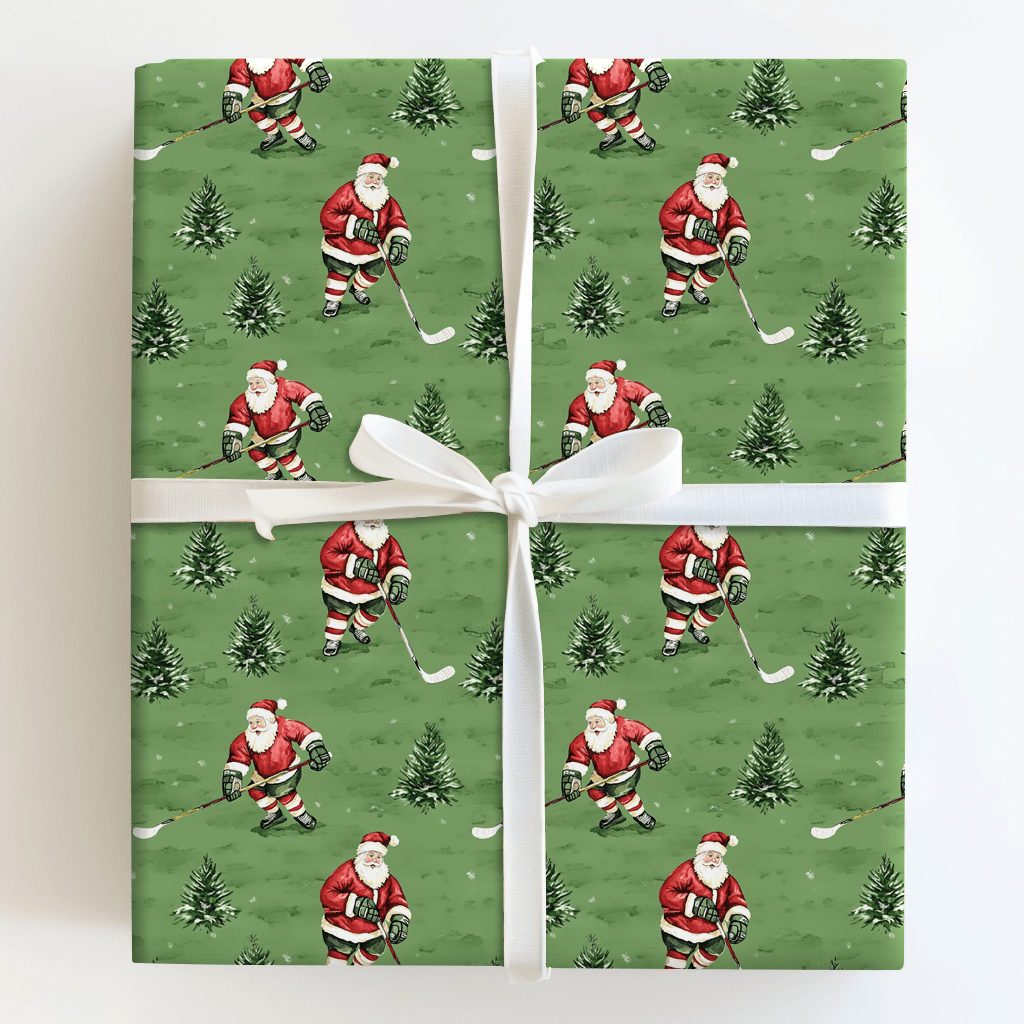 Slapshot Santa - Wrapping Paper - Aspen & Arlo