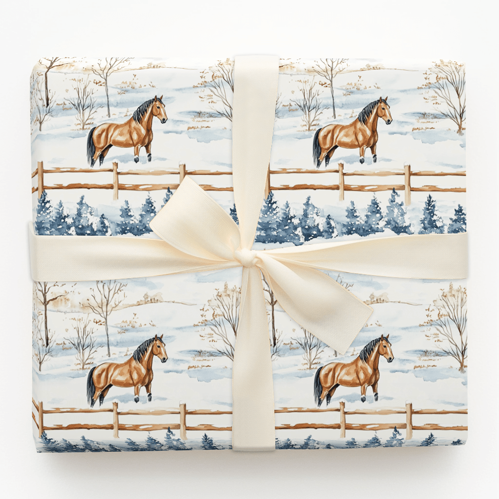 Snow Day for American Quarter Horse - Wrapping Paper - Aspen & Arlo