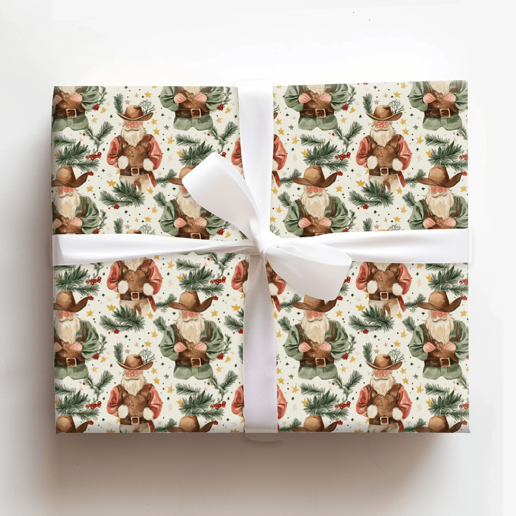 Cattle Drive Santa - Wrapping Paper - Aspen & Arlo