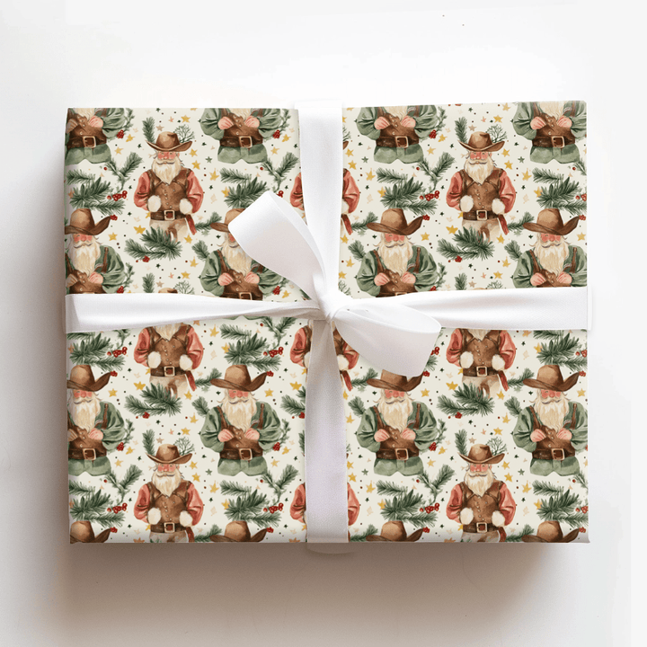 Cattle Drive Santa - Wrapping Paper - Aspen & Arlo