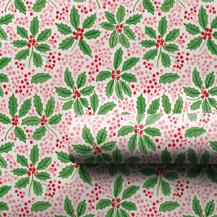Pink Berry Holly - Wrapping Paper - Aspen & Arlo