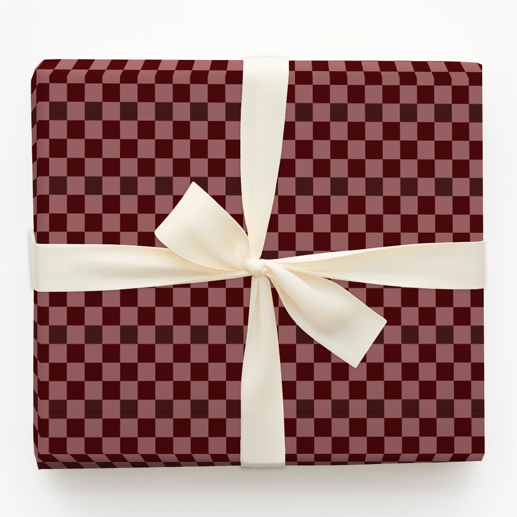 Cranberry Check - Wrapping Paper - Aspen & Arlo