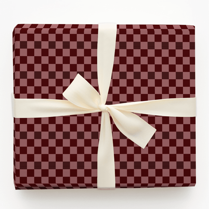 Cranberry Check - Wrapping Paper - Aspen & Arlo