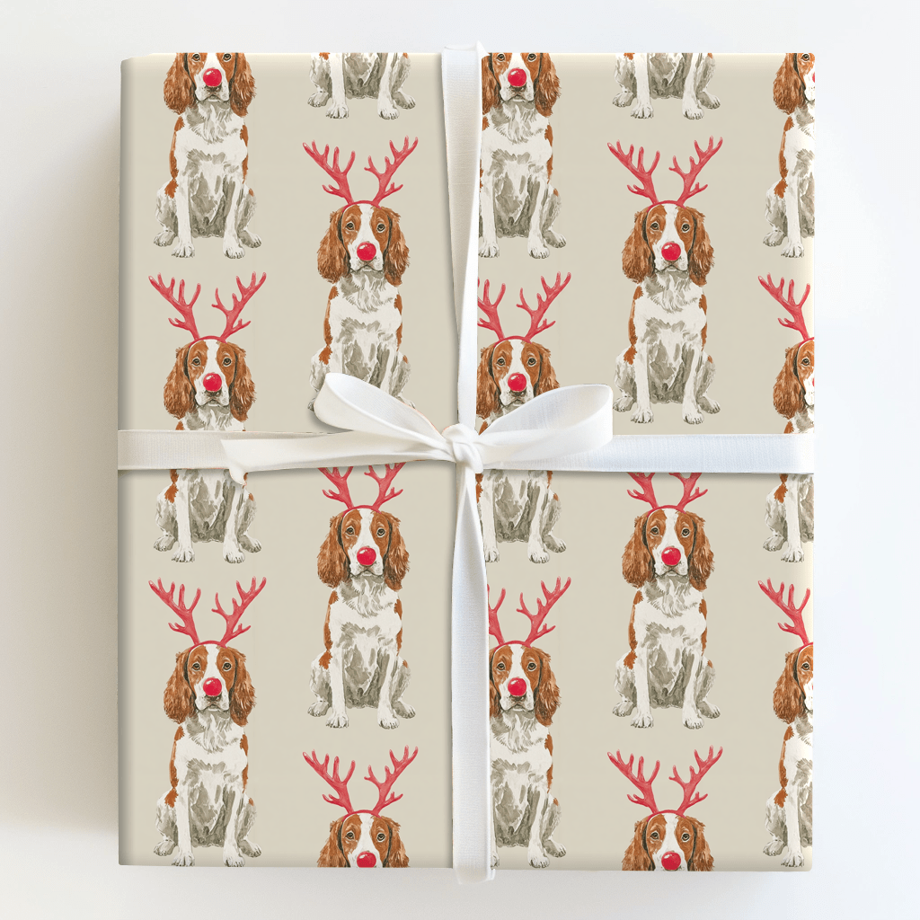 Rudolph the Brittany Spaniel - Wrapping Paper - Aspen & Arlo